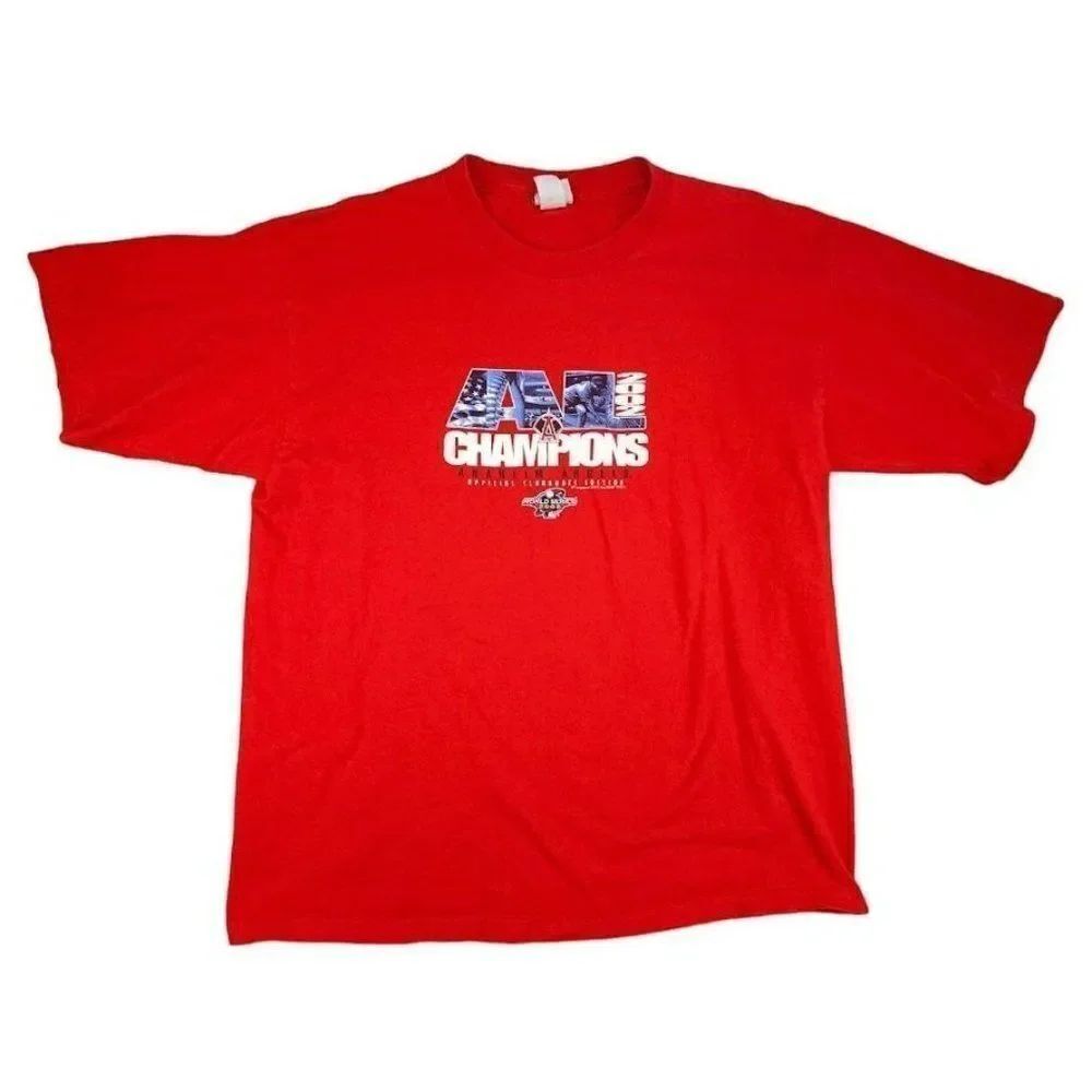 Vintage Anaheim Angels T Shirt Mens Size XL Red 2002 World Series MLB Baseball